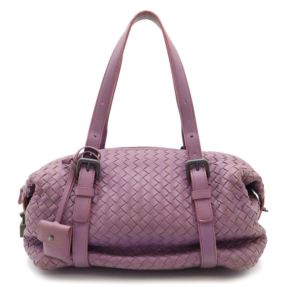 BOTTEGA VENETA Intrecciato Montaigne Handbag Boston Bag Leather Purple
